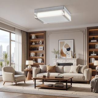 Sunvega 8-inch Chrome Integrated LED Flush Mount with Selectable Color Temperature