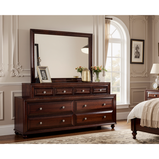 Sunvega Cappuccino Nightstand with Curved Drawer Fronts and Real Wood Veneers