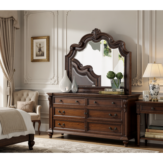 Sunvega Sand Colored Beveled Glass Poster Mirror with Metal Accents