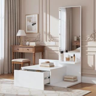 Sunvega Wenge Floating Vanity with Integrated Mirror for Modern Small Bathrooms