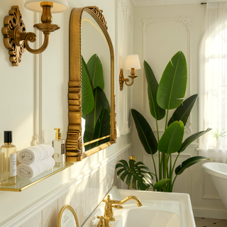 Sunvega Sunburst-Shaped PU Art Decorative Wall Mirror for Bathroom Bedroom