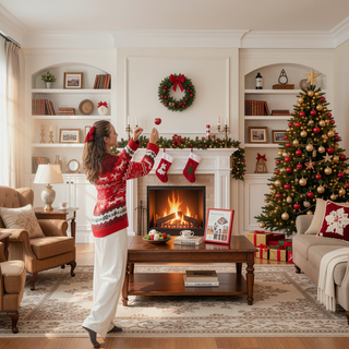Sunvega Pencil Artificial Xmas Tree with Faux Snow Flocked Full Branch Tips Flame-retardant
