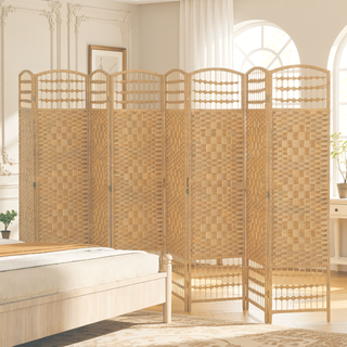 Sunvega 6 Panel Folding Privacy Screen with Removable Shelves and Hinged Design