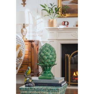 Sunvega Vintage Green Ceramic Blooming Artichoke Accent for Dining Room