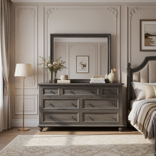 Sunvega Naima Gray Finish Mirror with Simple Clean Design and Smooth Non Beveled Edge