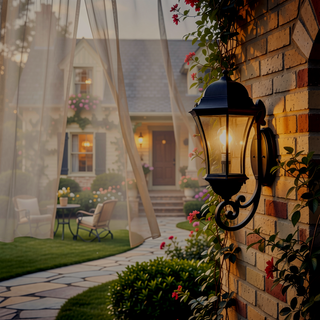 Sunvega Vintage Wall-Mounted Outdoor Lantern Light with Black Metal Sconce and Frosted Glass
