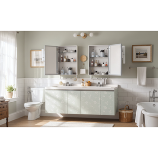 Sunvega Wall Mounted Medicine Cabinet with Mirror and Adjustable Storage Shelves