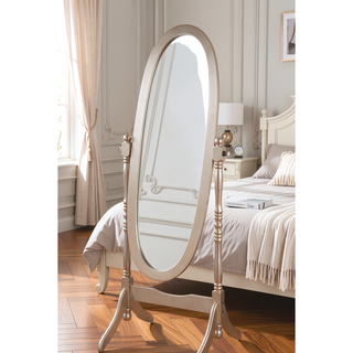 Sunvega Silver Cheval Mirror with Wood Frame for Traditional Decor Tilts