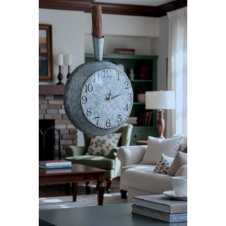 Sunvega Antique White Oversized Oval Wall Clock for Kitchen Living Room