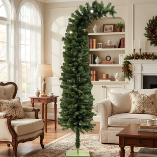 Sunvega Pencil Artificial Xmas Tree with Faux Snow Flocked Full Branch Tips Flame-retardant