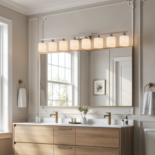 Sunvega Gold Vanity Light Fixture with Milky White Glass Shade for Mirror Bathroom