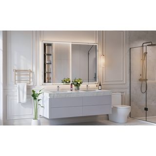 Sunvega 60x40 Inch Aluminum Frame LED Bathroom Mirror with 3 Color Modes