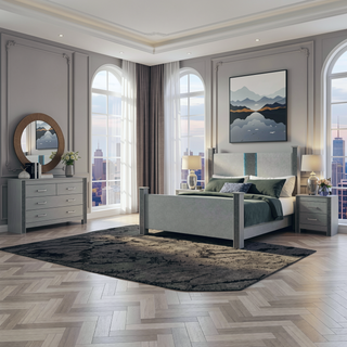 Sunvega Silver Nightstand with Spacious Drawers and Hidden Jewelry Compartment