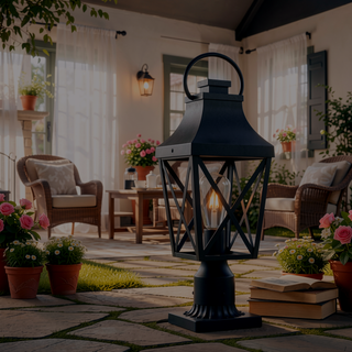 Sunvega Traditional Matte Black Outdoor Wall Sconce with Clear Glass Shade for Front Door