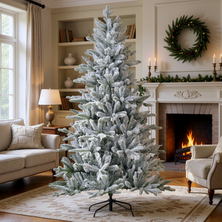 Sunvega 6ft Snow Flocked Artificial Christmas Tree with 994 Tips and Foldable Metal Stand