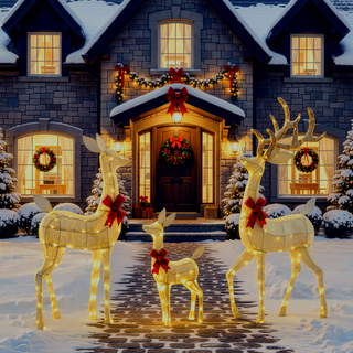 Sunvega Lighted Reindeer Family Set with LED Lights for Indoor Outdoor Christmas Decor