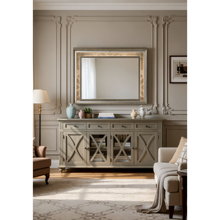 Sunvega Skylar Dark Champagne Finish Nightstand with Two Spacious Embossed Drawers