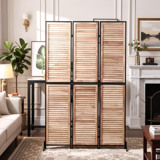 Sunvega 3 Panel Natural Wooden Room Divider Privacy Screen for Partition and Separation