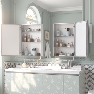 Sunvega Wall Mounted Medicine Cabinet with Mirror and Adjustable Storage Shelves