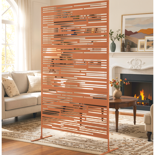Sunvega 6 Panel Folding Privacy Screen with Removable Shelves and Hinged Design