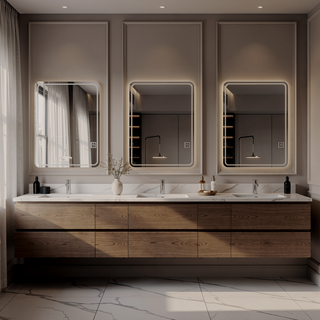 Sunvega 65x21 Inch Wall-Mounted Rimless LED Vanity Mirror with Dimmable Lights