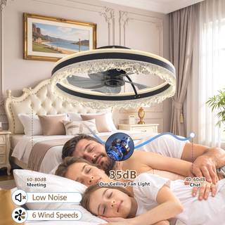 Sunvega Ultra Quiet Ceiling Fan with Light and Hidden Blades for Bedroom