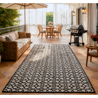 Sunvega Reversible Outdoor Rug with Protective Coating and Strap Stakes for Patio