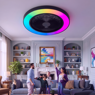 Sunvega 23-inch Smart Ceiling Fan Light with RGB LED Dimmable Color-Changing for Living Room
