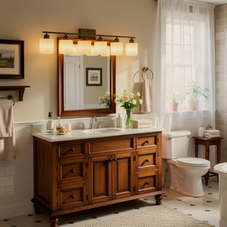 Sunvega Gold Vanity Light Fixture with Milky White Glass Shade for Mirror Bathroom