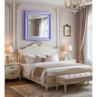 Sunvega Silver Champagne Nightstand with Two Spacious Drawers for Bedroom