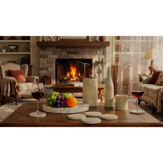 Sunvega Gold Yellow Beige Natural Marble 10-Piece Luxury Dining Room Accessories Set
