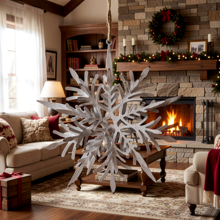Sunvega Weathered Finish Iron Snowflake Hanging Ball Ornaments for Holiday Decor
