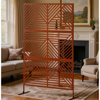 Sunvega 6 Panel Folding Privacy Screen with Removable Shelves and Hinged Design