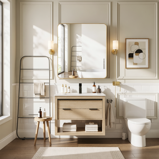 Sunvega Gold 30x36 Inches Large Rectangular Bathroom Wall Mirror Shatterproof