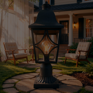 Sunvega Outdoor Post Light Fixture with Waterproof Aluminum Housing and Glass