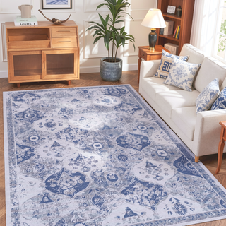Sunvega 8x10 Machine Washable Non-Skid Low-Pile Rug for Living Room Bedroom