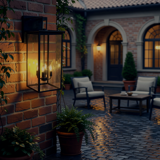 Sunvega Modern Black Metal Frame Clear Glass Outdoor Wall Lanterns Sconces