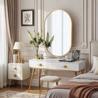 Sunvega 20x28 Inch Oval Shatterproof Mirror with Aluminum Frame for Modern Rooms