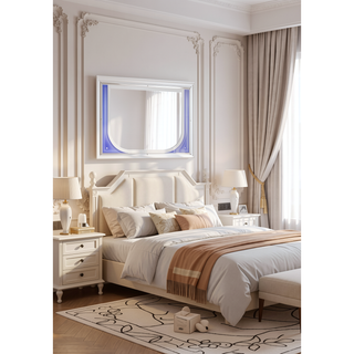 Sunvega Modern Pearl White Finish Nightstand with Spacious Drawers and Acrylic Legs