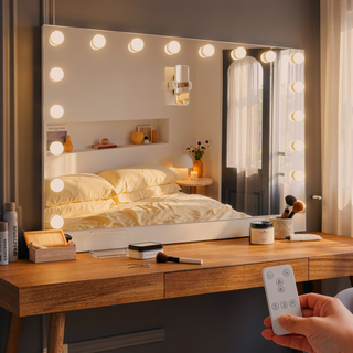 Sunvega 31.5"x22.8" Ultra-Thin Hollywood Vanity Mirror with 18 LED Lights and Remote Control