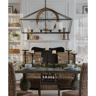 Sunvega Sleek Industrial Style Iron and Glass Chandelier for Kitchen Dining Room