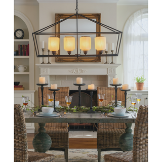 Sunvega Sleek Industrial Style Iron and Glass Chandelier for Kitchen Dining Room