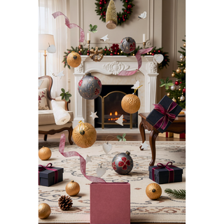 Sunvega Glass Glitter Painted Christmas Ball Ornaments Set of 12 for Holiday Decor