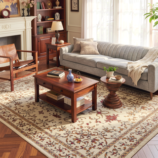 Sunvega Vintage Bohemia Non-slip Washable Area Rug with Flower Design for Living Room