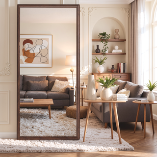 Sunvega 70x32 Inch Full Body Mirror with Artificial Wood Frame and Explosion-Proof Glass