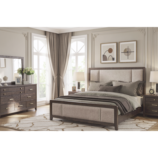 Sunvega Sand Colored Beveled Glass Poster Mirror with Metal Accents