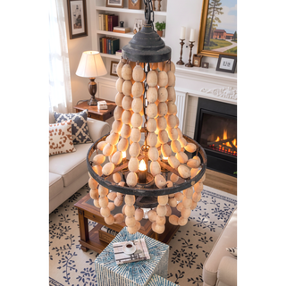 Sunvega Large Vintage Beaded 4-Light Chandelier for Kitchen Dining Room Foyer