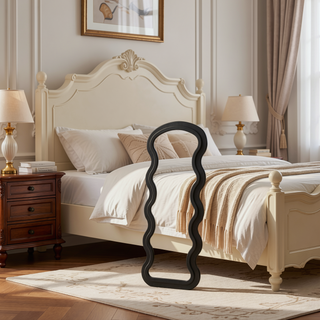 Sunvega Flannel Wavy Full Length Floor Mirror with Stand for Bedroom or Living Room