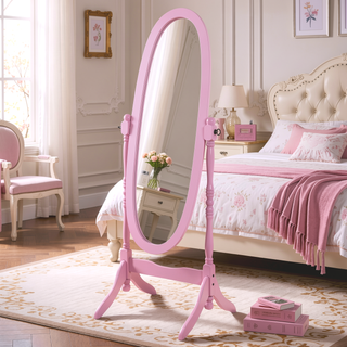 Sunvega Silver Cheval Mirror with Wood Frame for Traditional Decor Tilts