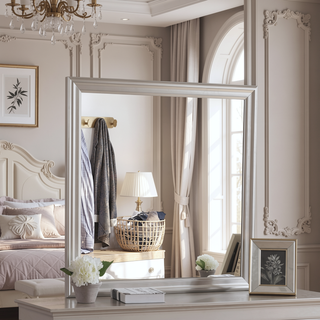 Sunvega Silver Champagne Nightstand with Two Spacious Drawers for Bedroom